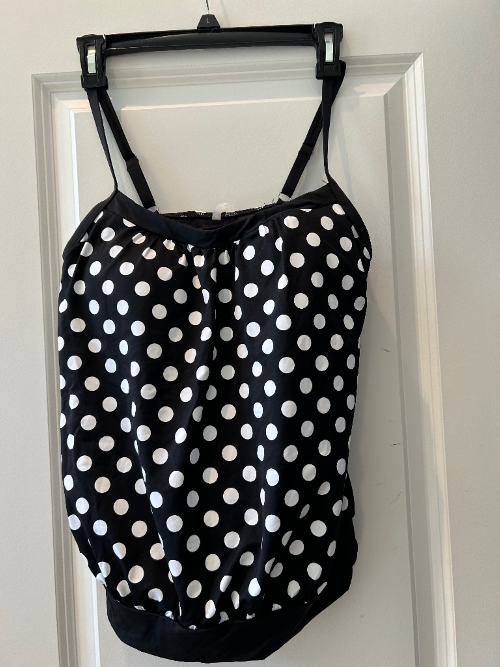 Lands End Polka Dot Blouson Tankini Swimsuit Top Size 6